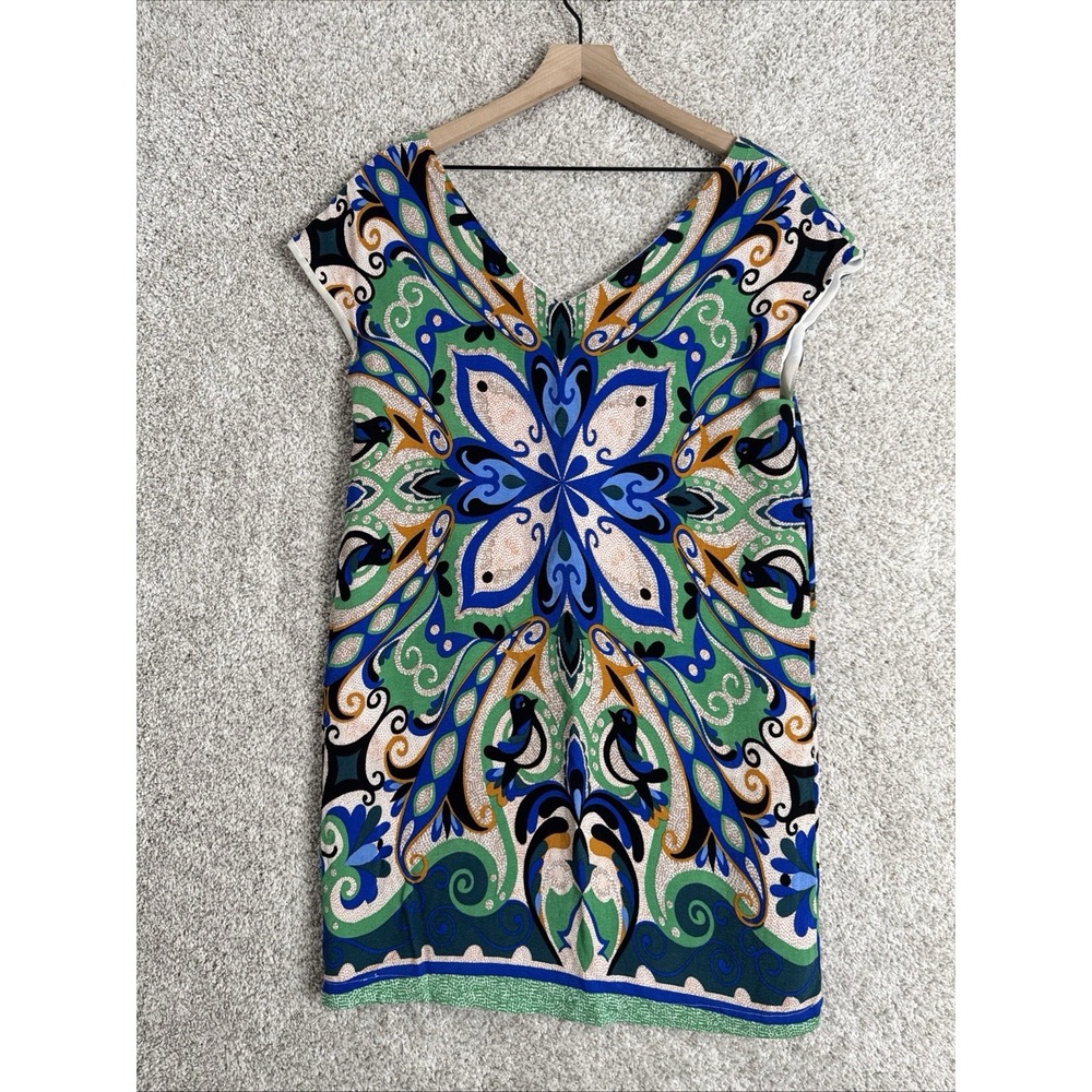 Anthropologie Maeve Folksong Floral Shift Dress Size Small Blue Green